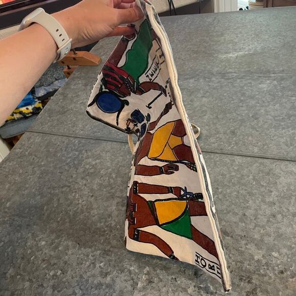 Vintage Egyptian Canvas Tote Bag Nefertari Ramses Horemheb Horus Hieroglyphics - Picture 6 of 14